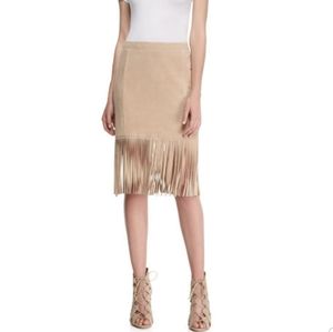 Cusp by Neiman Marcus Fringed suede skirt